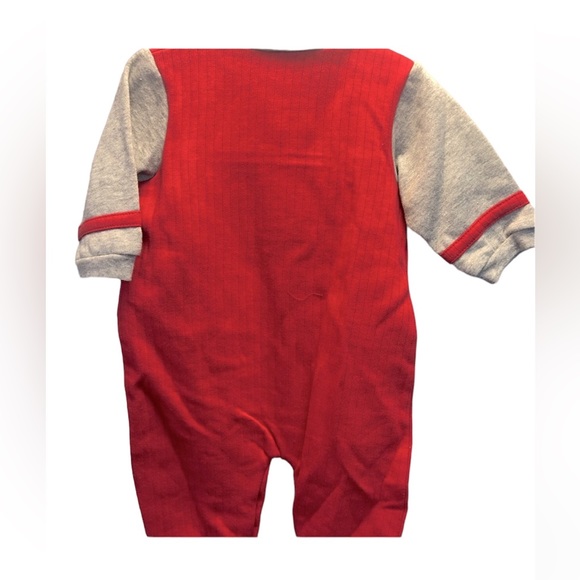 Vintage red/gray puppy one piece sweatshirt romper/jumpsuit, newborn - Picture 2 of 7